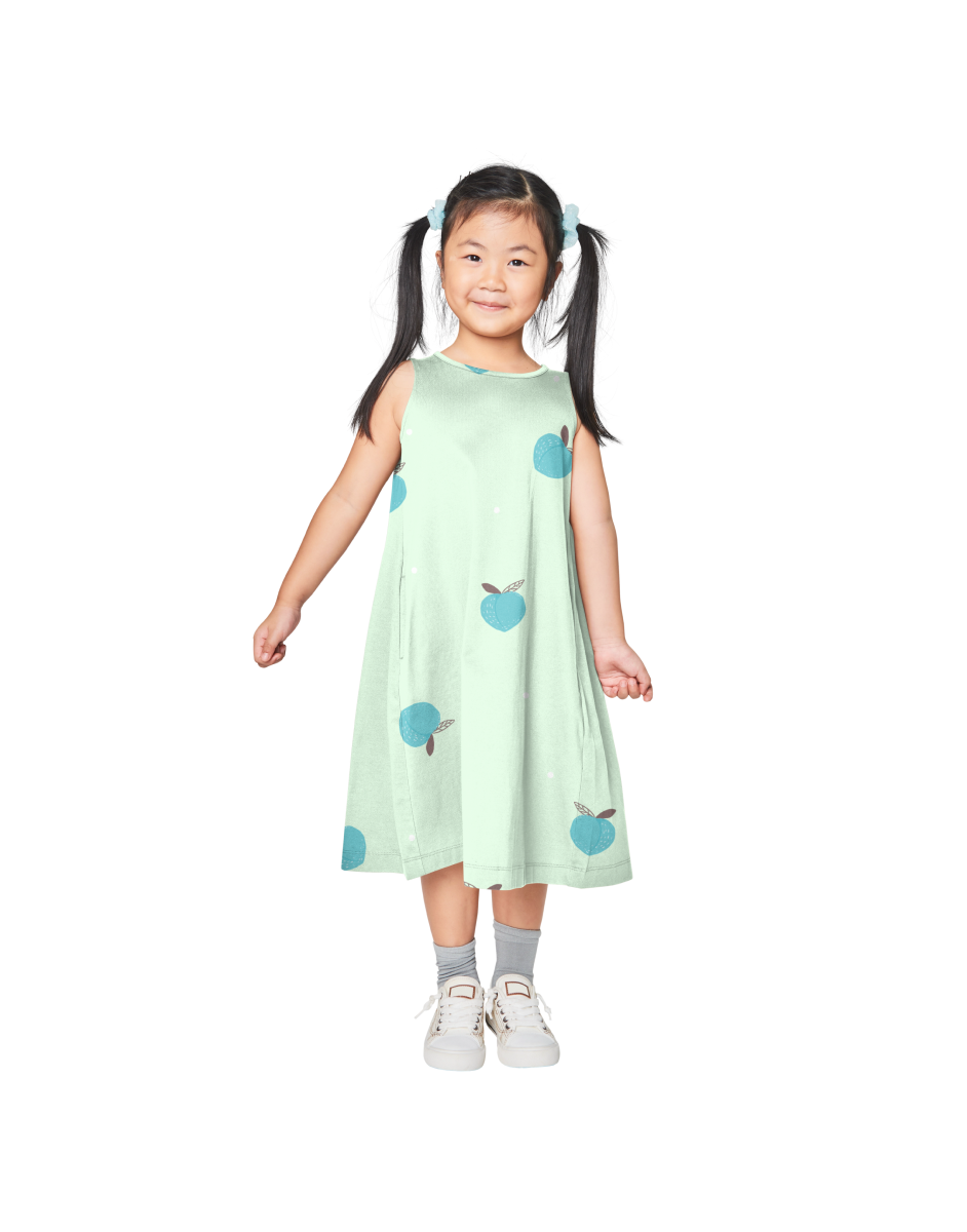 Baby Peach Print Round Neck Dress