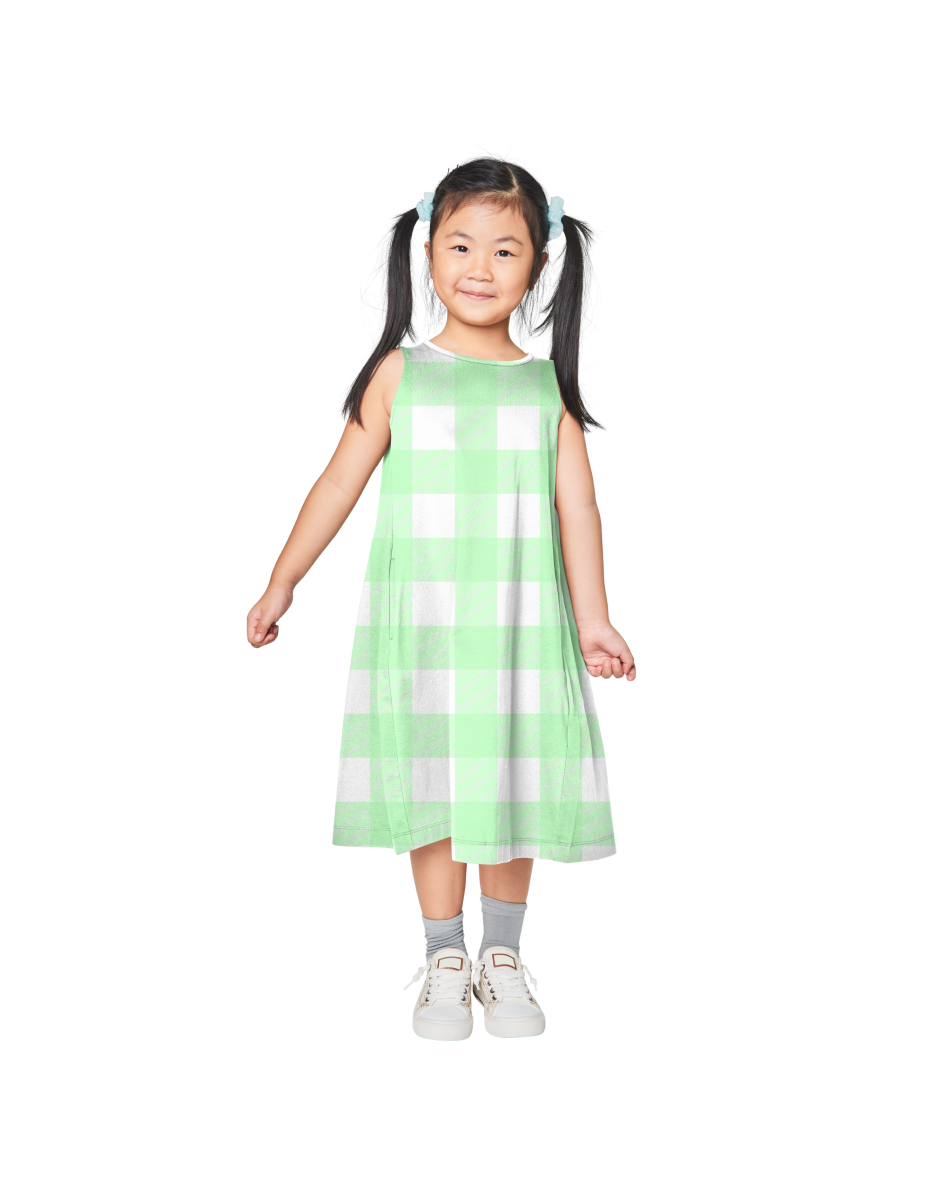 Baby Gingham Print Round Neck Dress