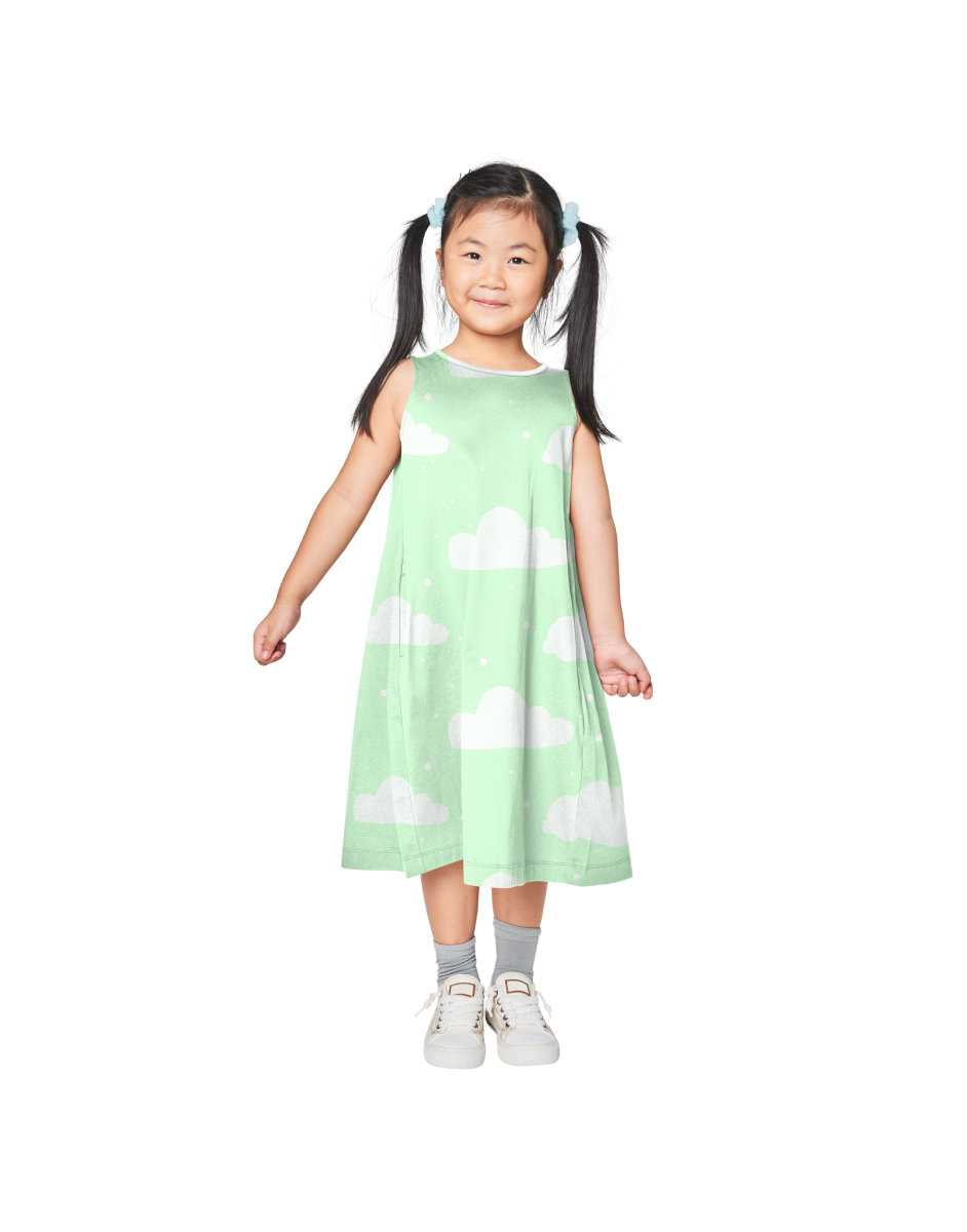 Baby Cloud Print Round Neck Dress