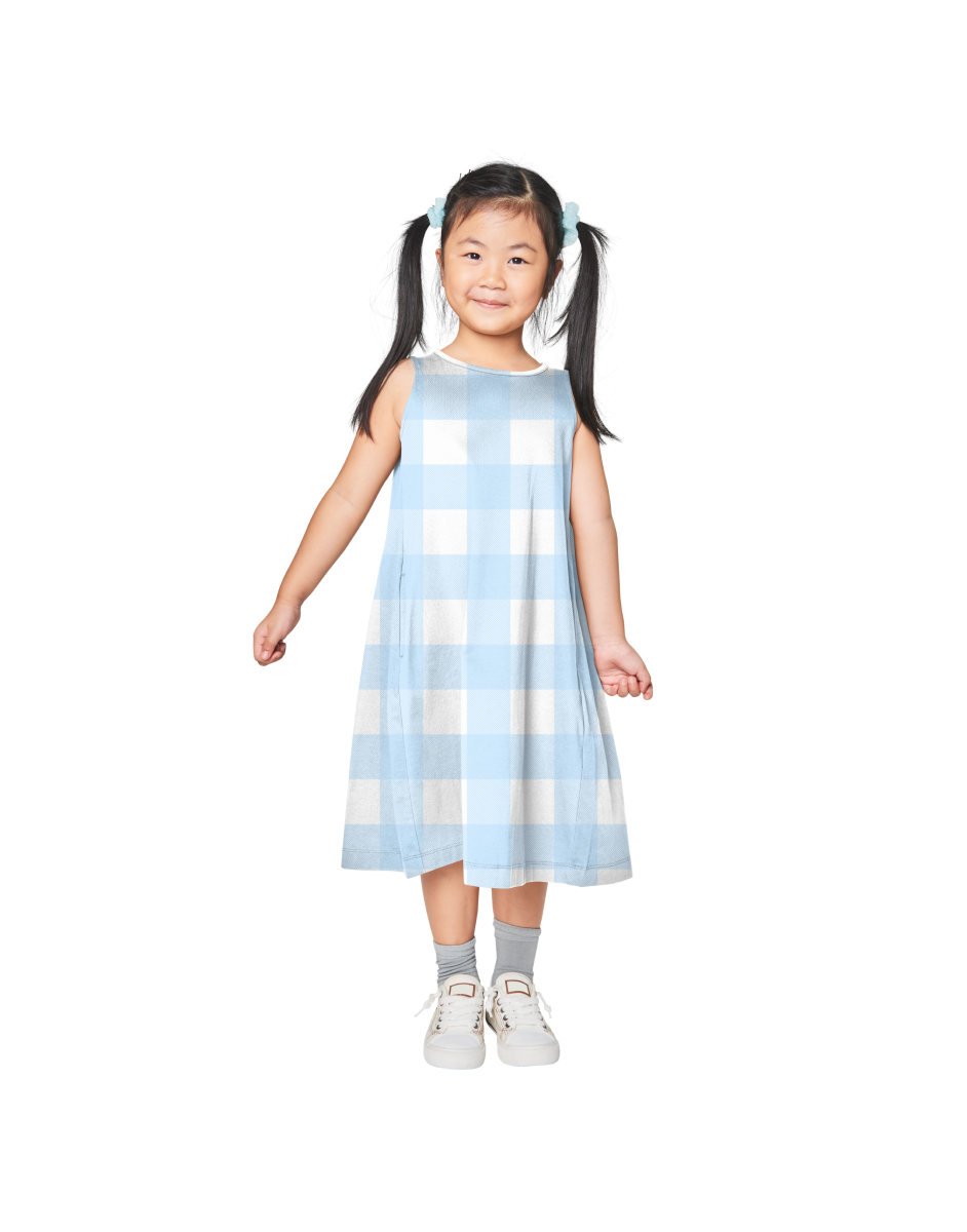 Baby Gingham Print Round Neck Dress