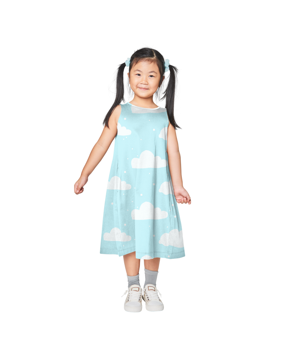 Baby Cloud Print Round Neck Dress