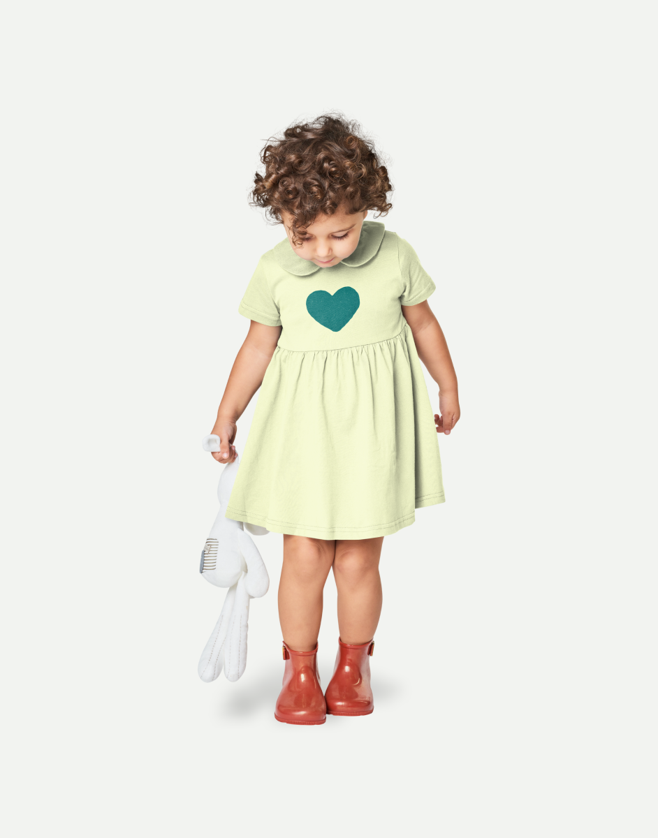 Hand-drawn Heart Print Round Neck Dress