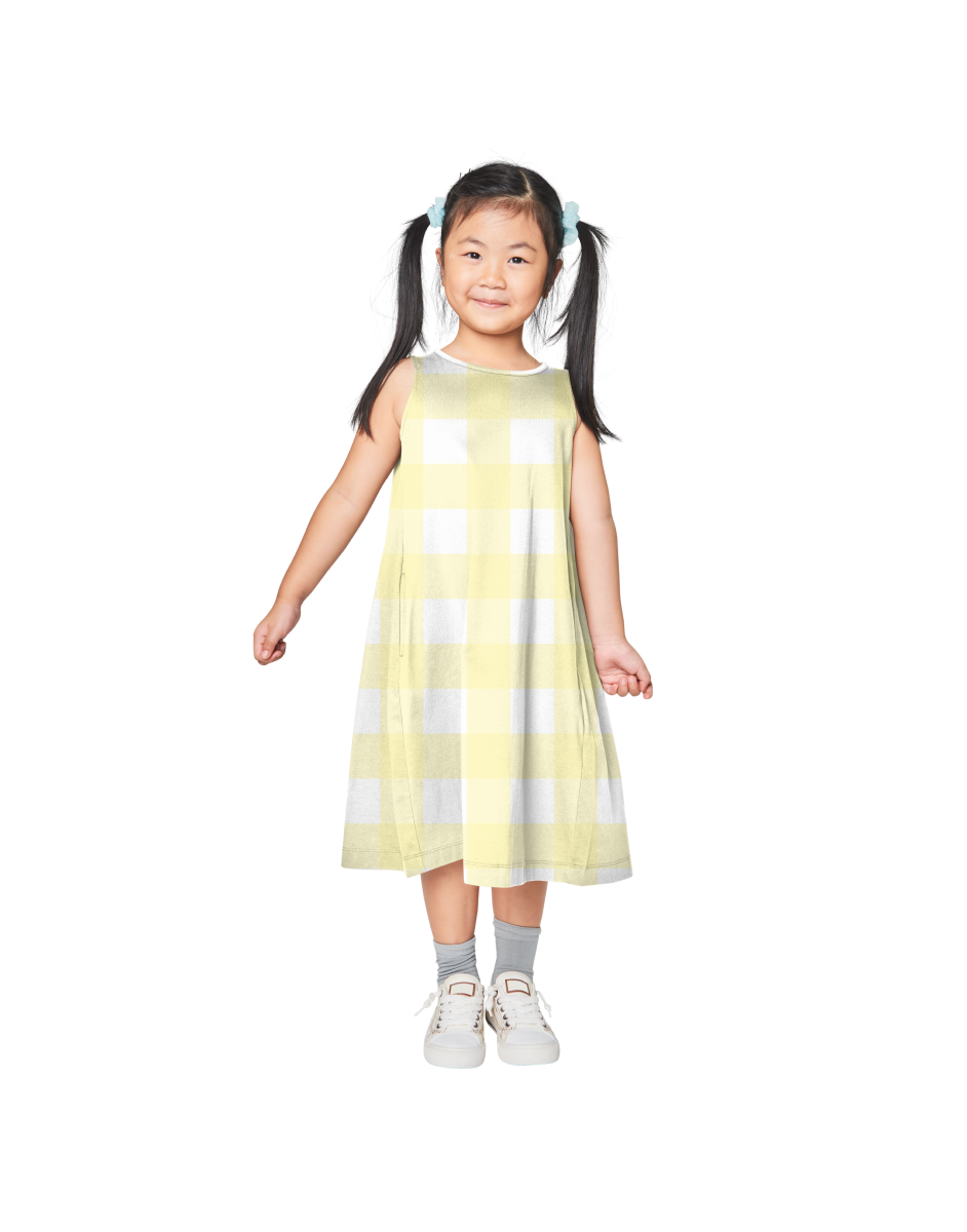 Baby Gingham Print Round Neck Dress