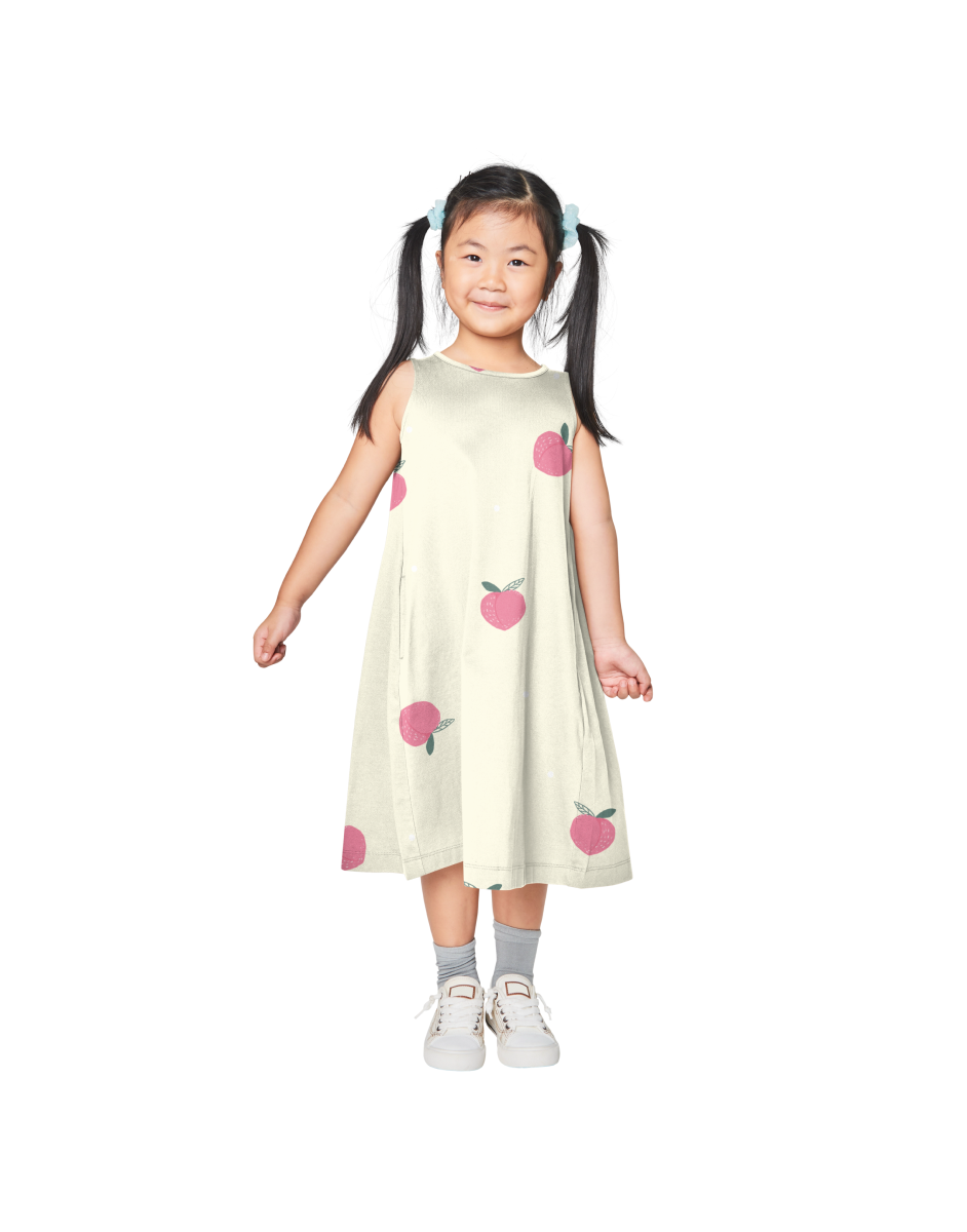 Baby Peach Print Round Neck Dress