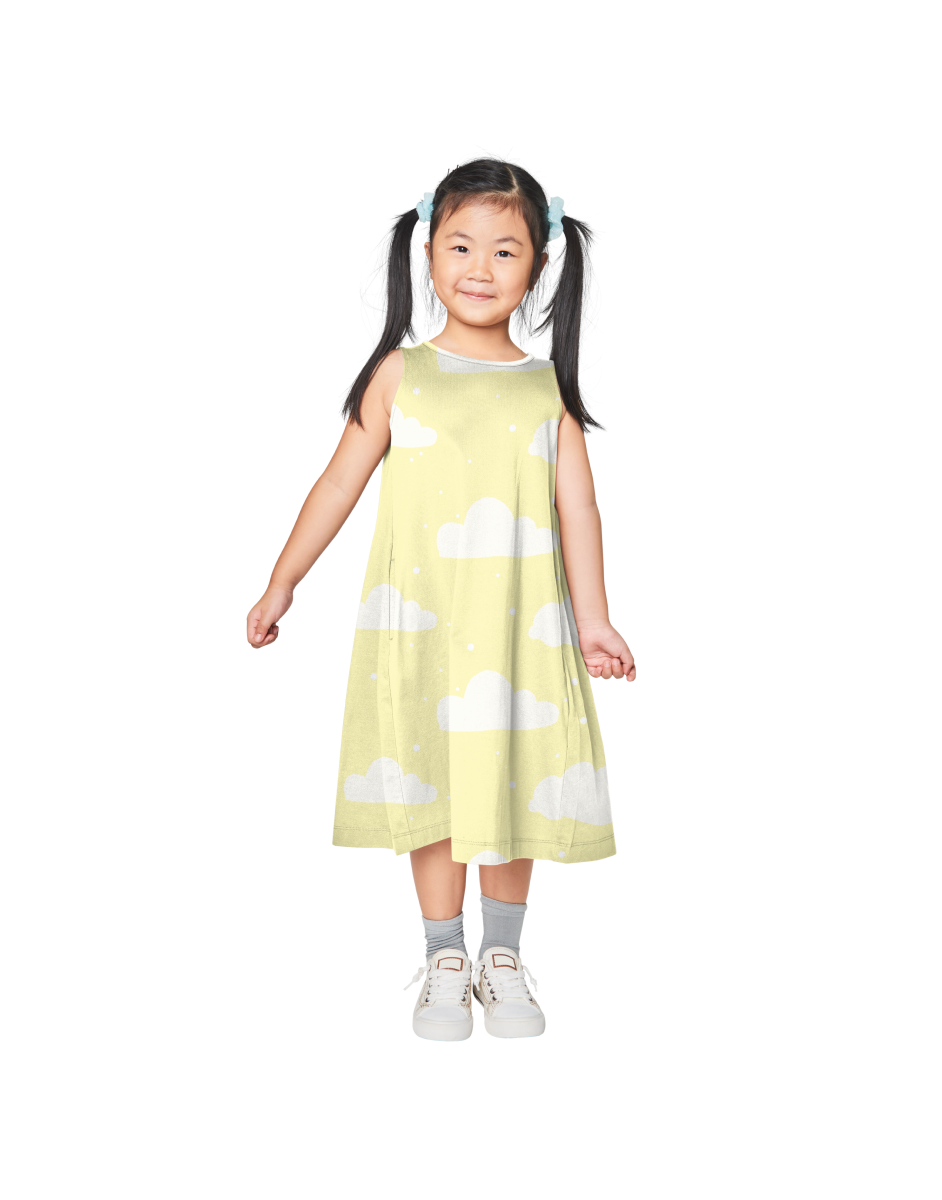 Baby Cloud Print Round Neck Dress