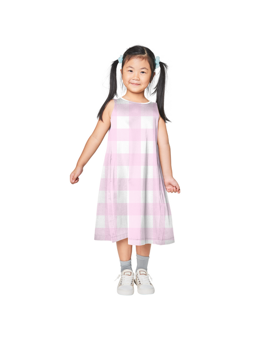 Baby Gingham Print Round Neck Dress