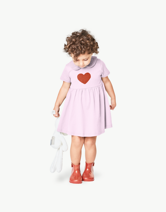 Hand-drawn Heart Print Round Neck Dress